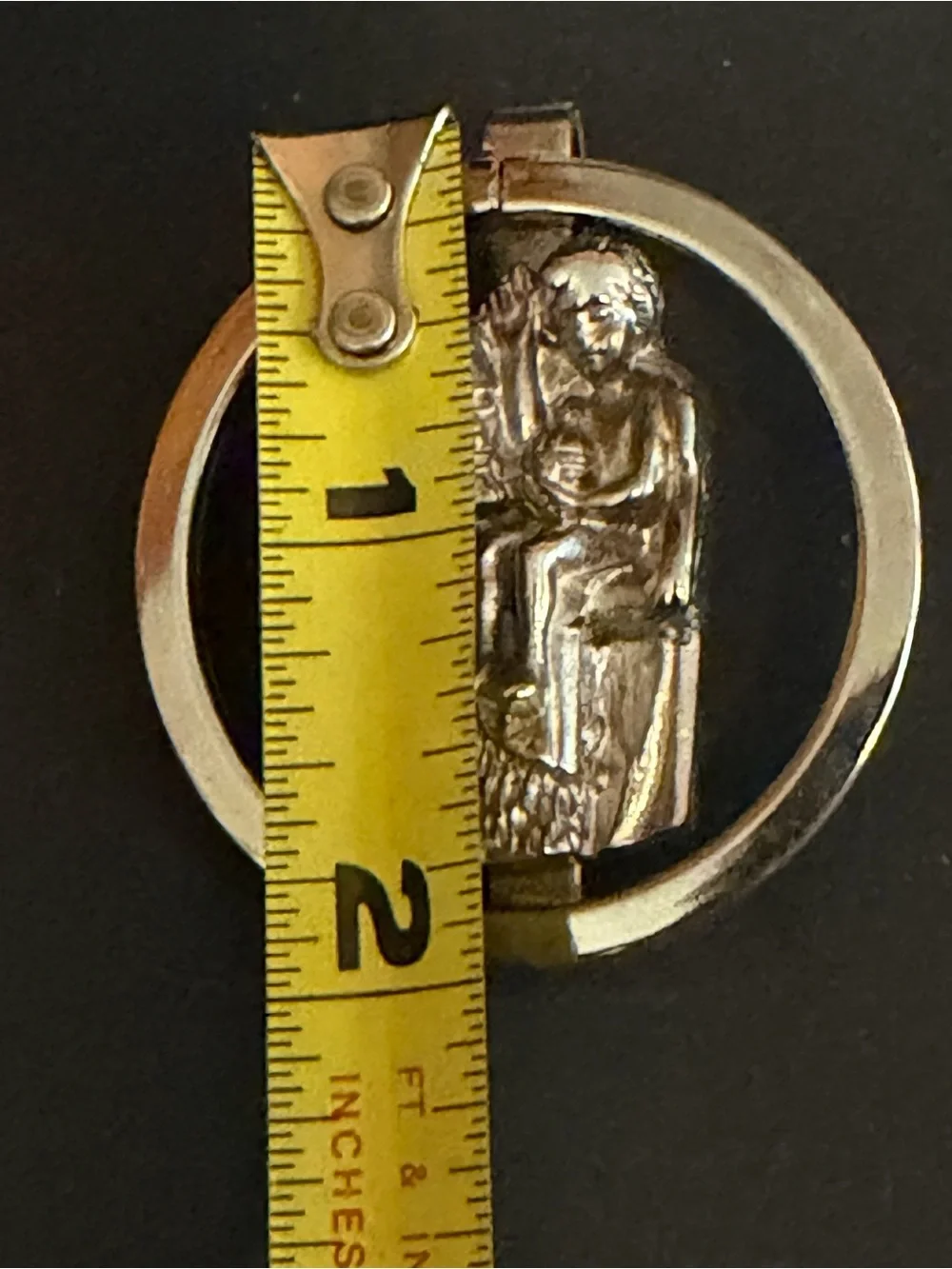 Vintage Silver Rhodium Saint Christopher Money Clip / Visor Religious Silver